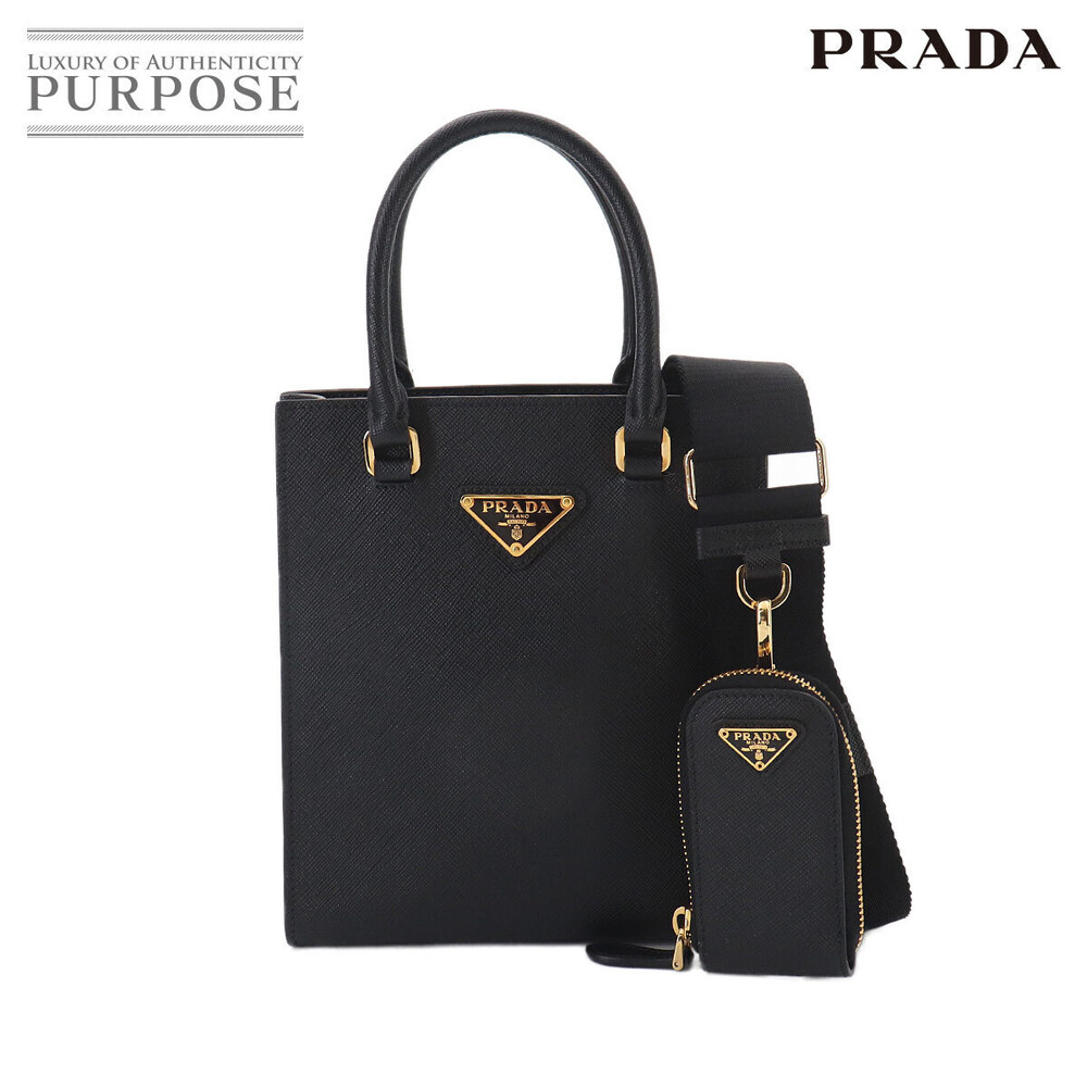 Prada Saffiano Hand Leather Shoulder Bag Nero Black